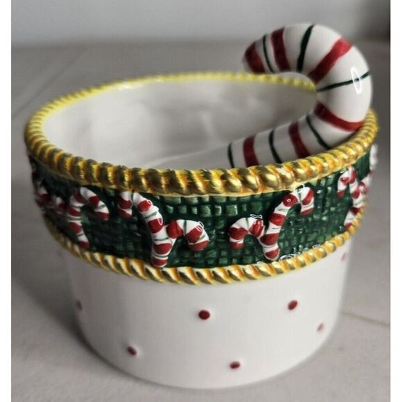 NIKKO Christmas Dip Set Candy Cane Spoon Accented Bowl 2 Piece - Picture 4 of 5